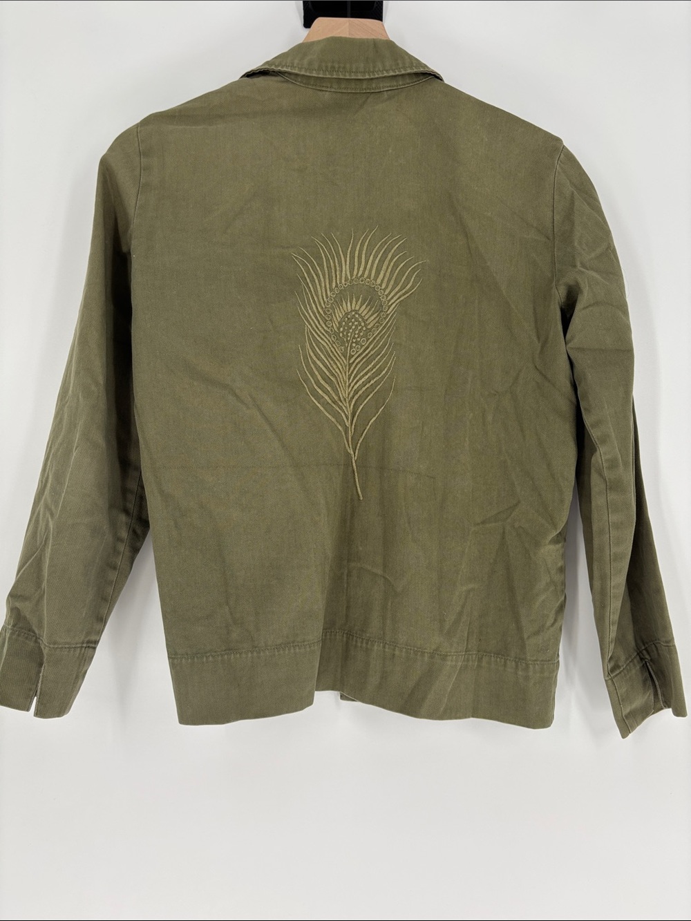 Rabens Saloner army green button jacket small embroidered hope